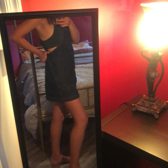 Jean dark denim overall mini dress - Picture 4 of 5